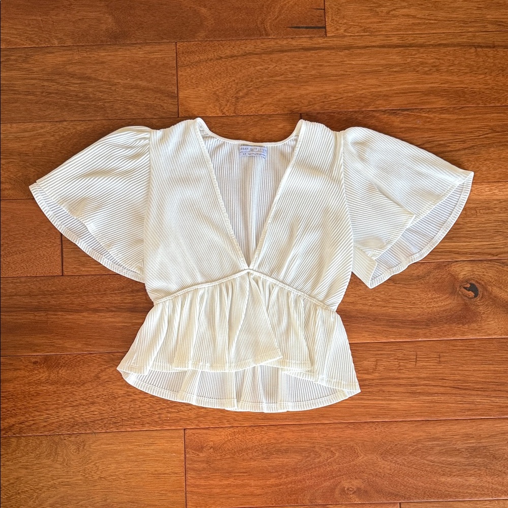 Urban Outfitters Cream Ruffle Sleeve Blouse